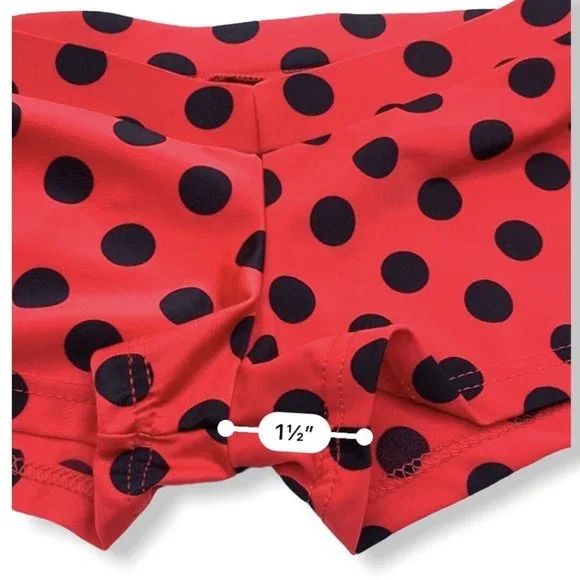 Womens Cheer Dance Boy Cut Hot Pants Black Red Polka Dots Low Rise Small New - Picture 5 of 7